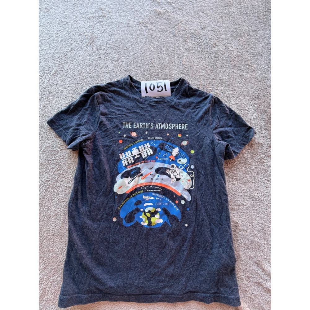 Cat & Jack Graphic Tee Boys Small 6/7 Blue Earths Atmosphere Science